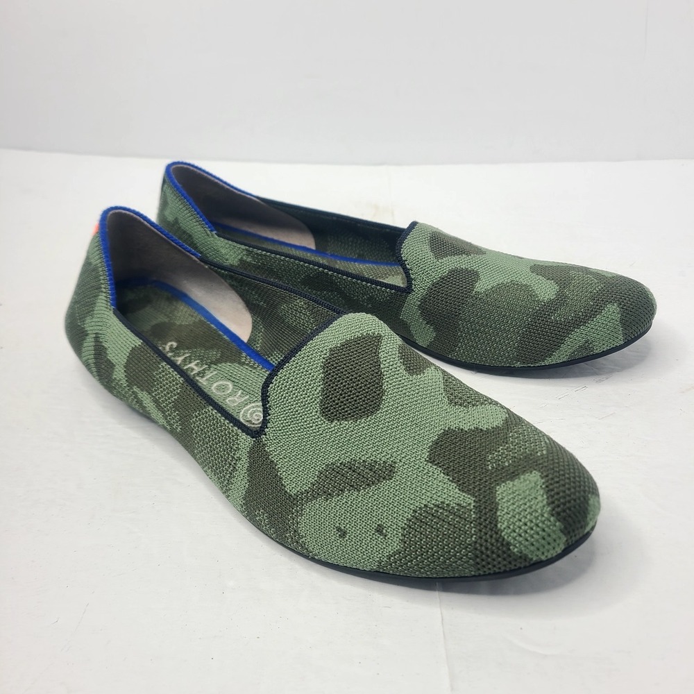 Rothy's Women's 'The Loafer' Flats in Olive Camo Green Size 9.5 Round Toe Shoes